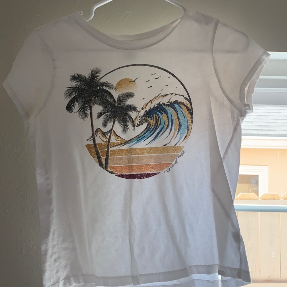 Extra large O’Neill white beach themed shirt